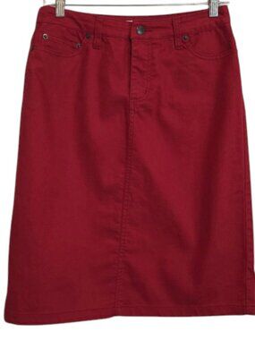 Liz Claiborne New York Denim Jean Skirt Red Stretch Summer Vacation EUC Size 4